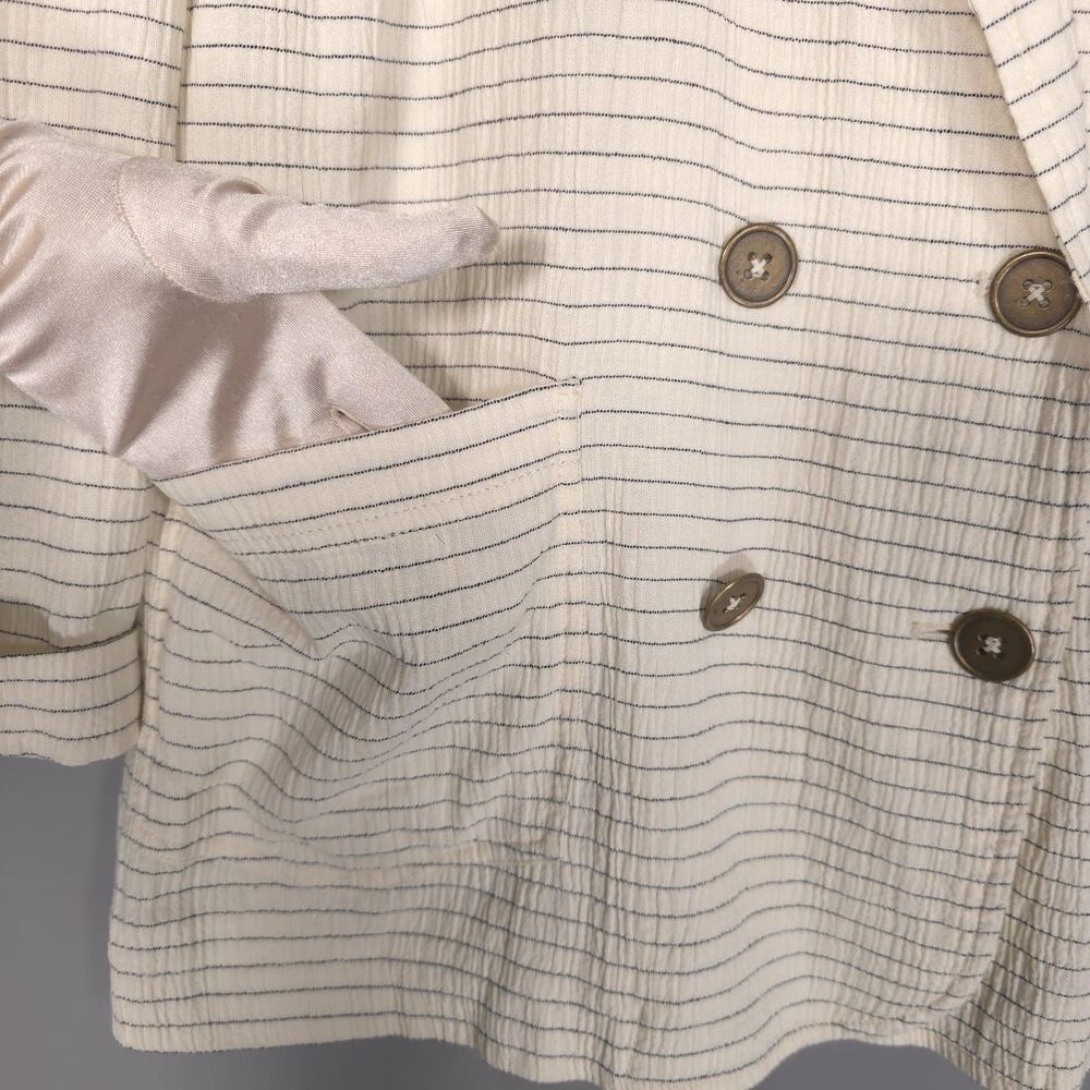 ANTHROPOLOGIE Cartonnier Women’s Double Breasted Pinstripe Blazer Jacket MEDIUM - Picture 11 of 16